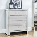 Hollywood Mirrored 4 Drawer Chest Crystal Handles Bedroom Furniture