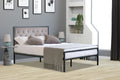 Capri Metal Bed Frame with Plush Velvet Headboard and optional Mattress
