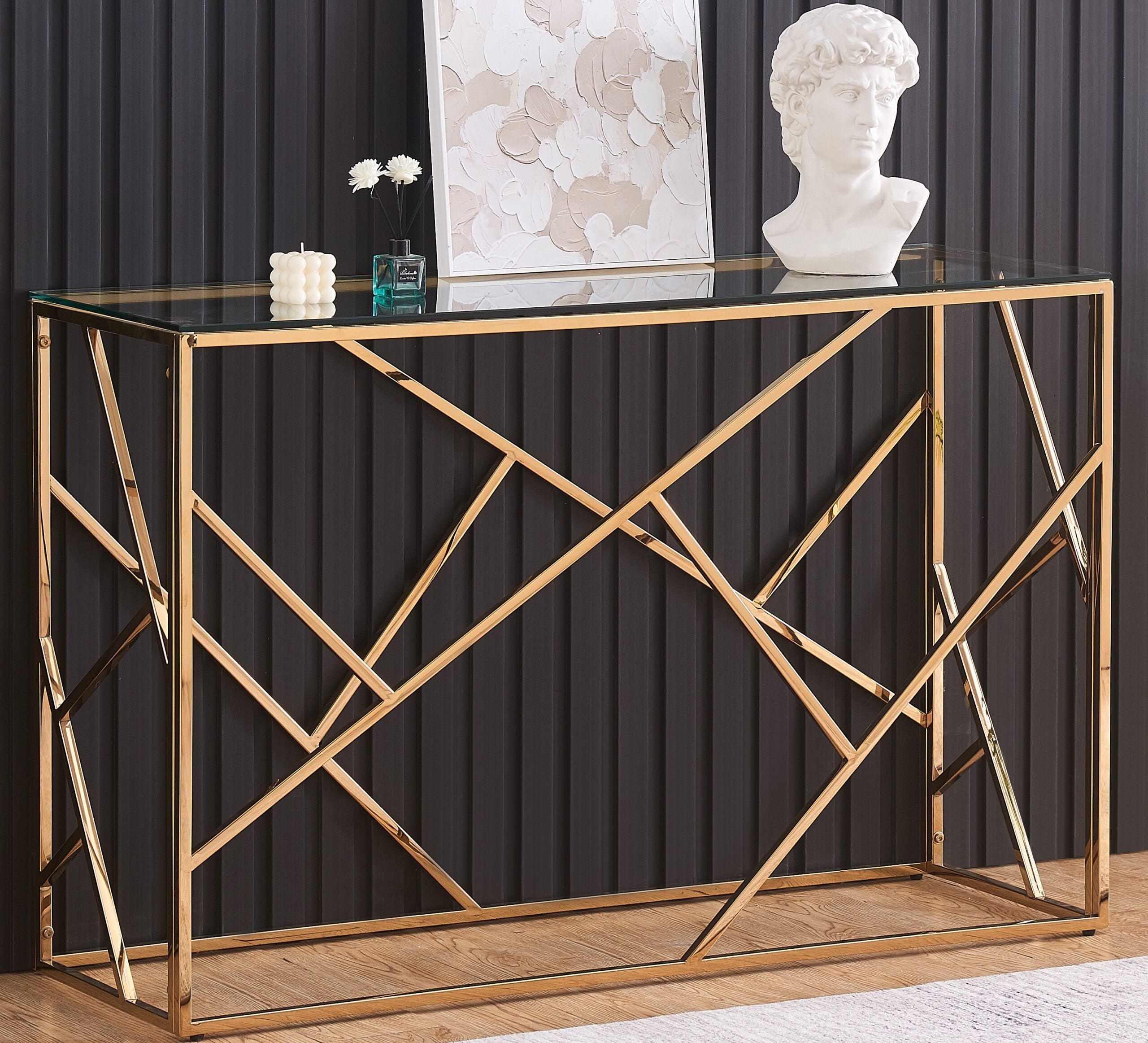 Glass And Metal Rectangular Console Table In Silver Or Gold Hallway Living Room