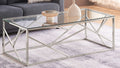 Yeldon Glass And Metal Rectangular Coffee Table In Silver Or Gold
