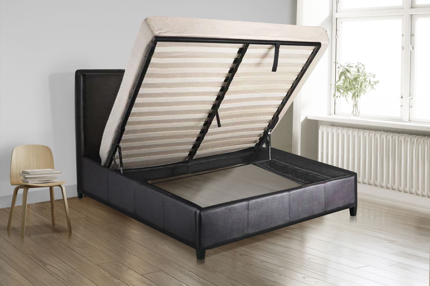 Faux Leather Potenza Gas Lift Ottoman Bed with or without mattress