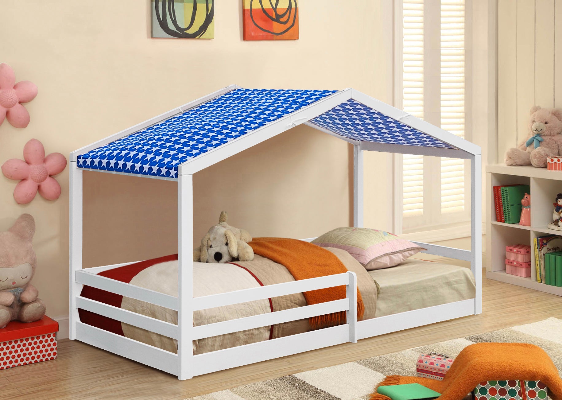 Crewkerne 3ft Wooden House Style Bed with optional tent cover and mattress