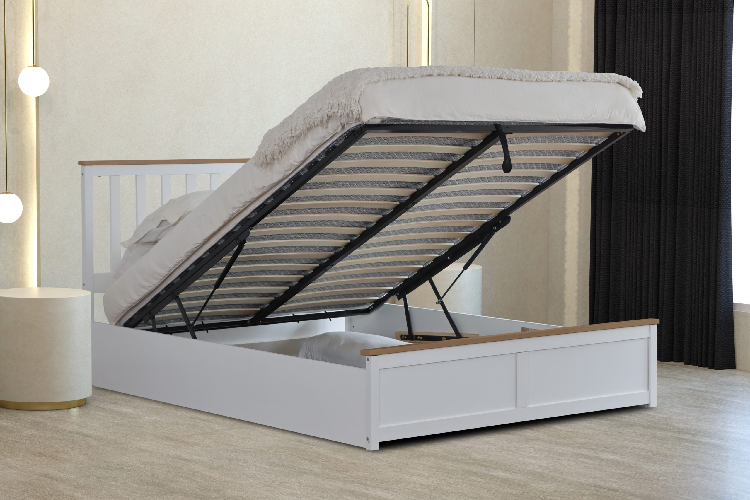 Wooden Gas Lift Ottoman with optional Mattress