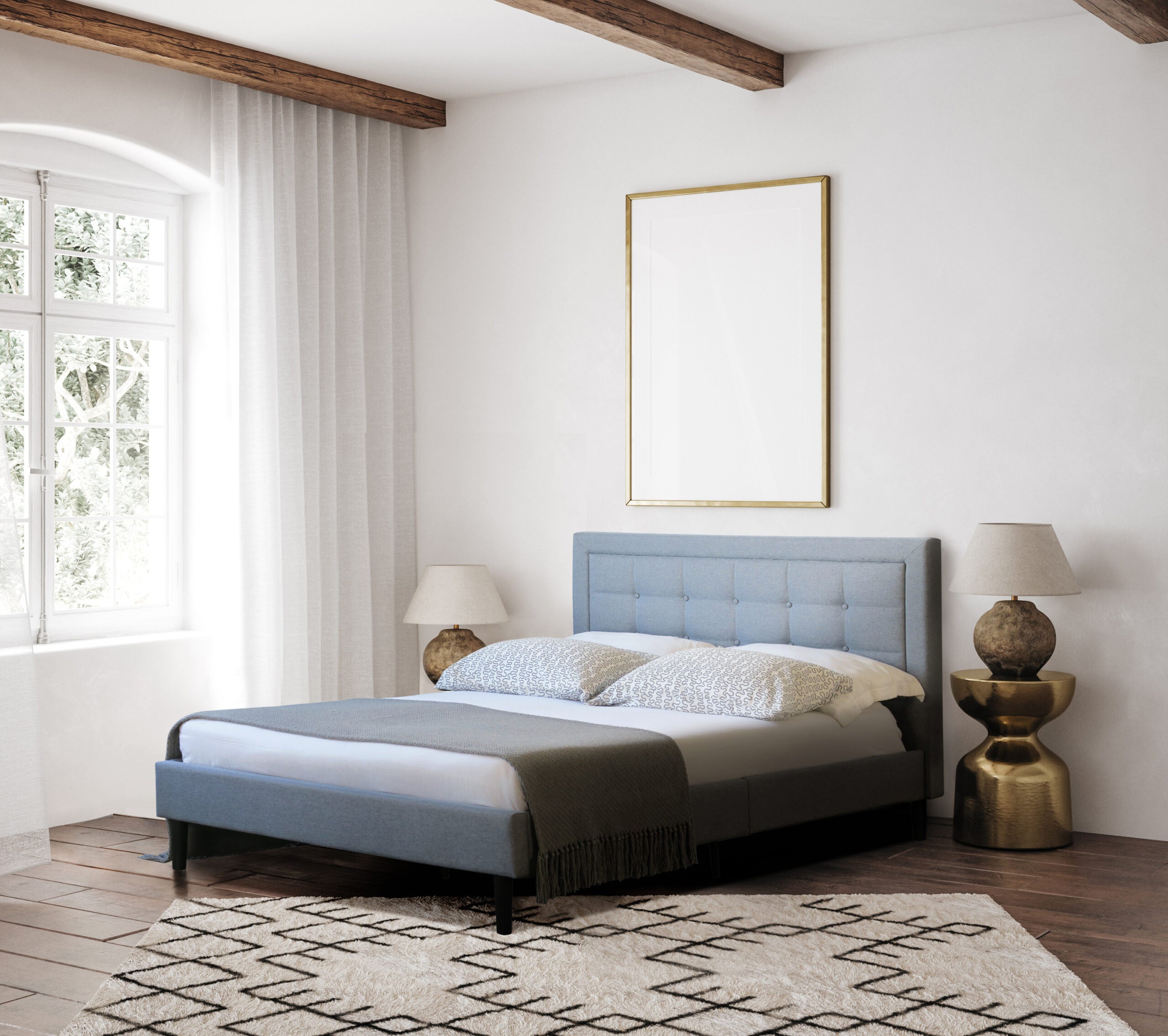 Fabric Brockman Bed with optional Mattress