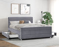 Plush Velvet Roman Bed with Storage Drawers and optional Mattress