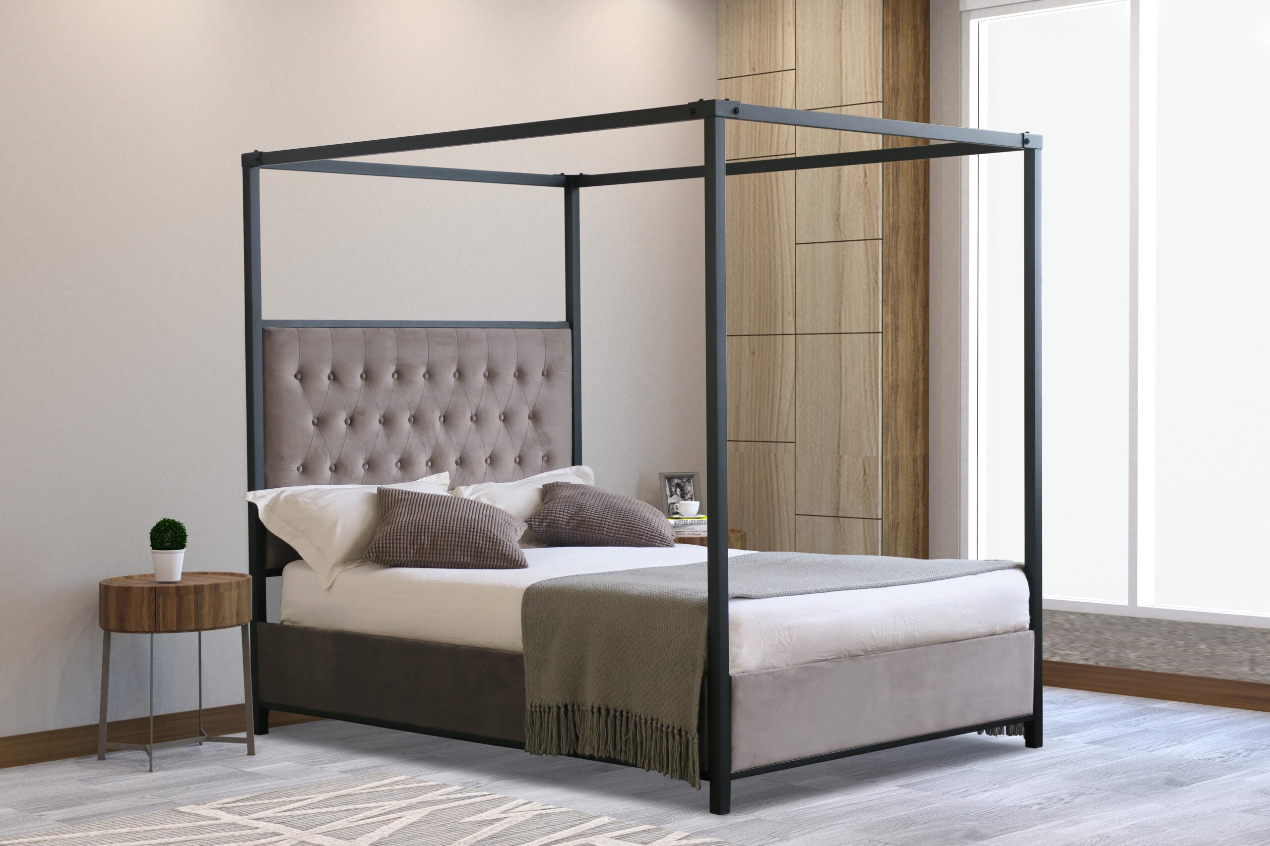 Santorini 4 Poster Metal Bedframe with optional Mattress
