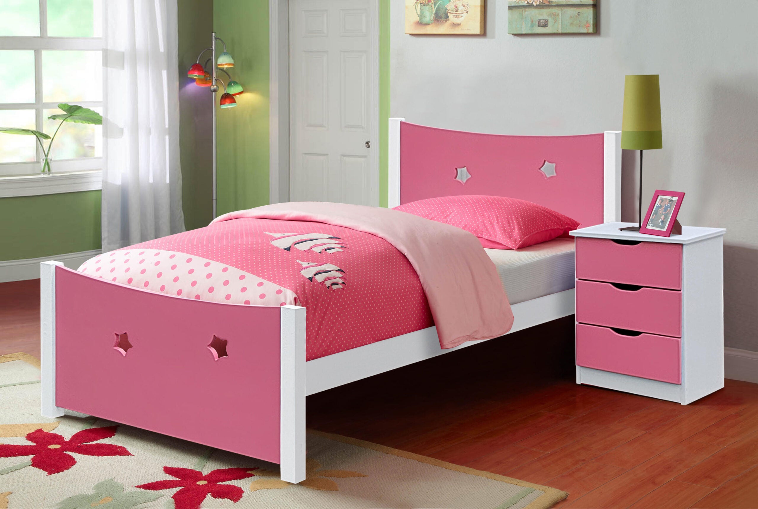 Childrens Wooden Star Bed with optional Bedside Table
