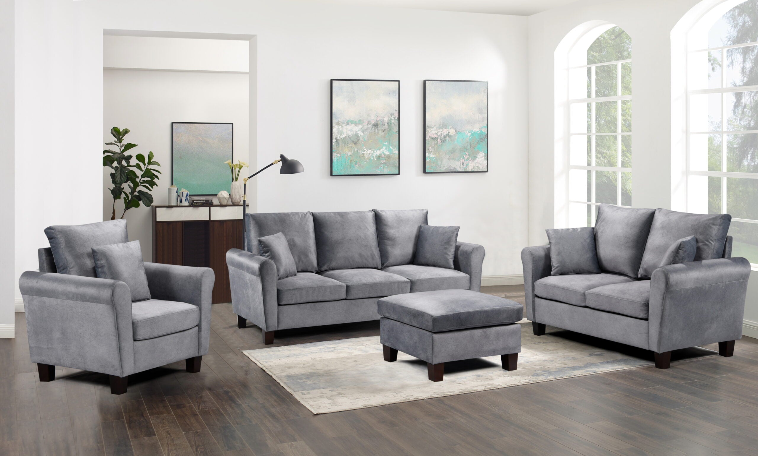 Tivette Brushed Velvet Sofa Set