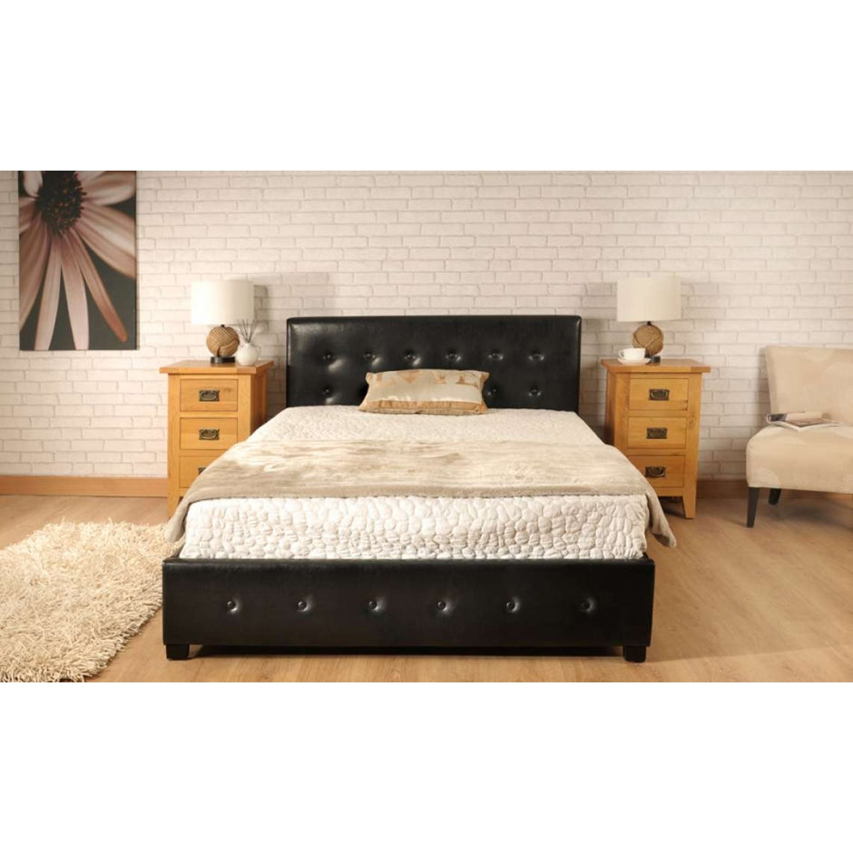 Sorrento Upholstered Faux Leather Ottoman Storage Bedframe