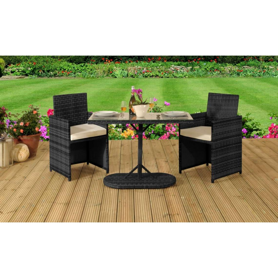 Havana 2 seater bistro/balcony rattan cube set