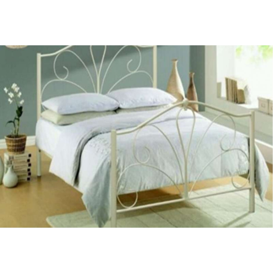Brava Cream Metal Bedframe & Mattress