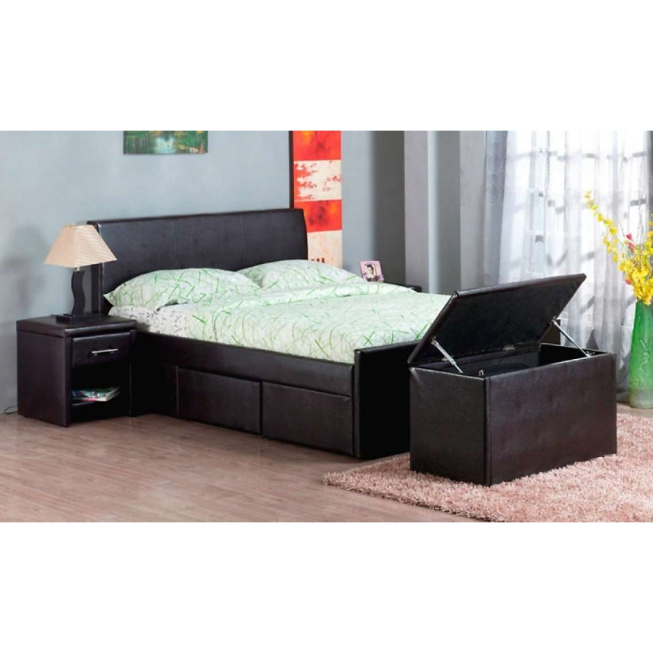 Cadaques storage bed, storage ottoman and bedside cabinet set