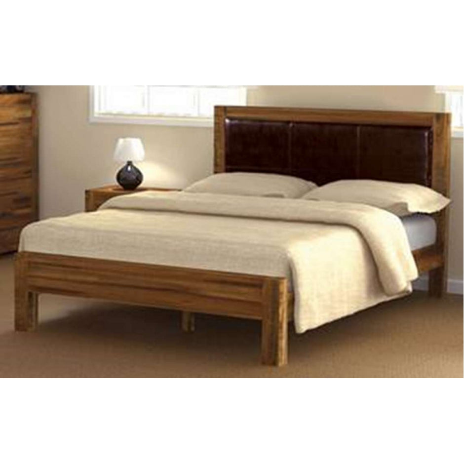 Burano Solid Wooden Bedframe with Upholstered Headboard
