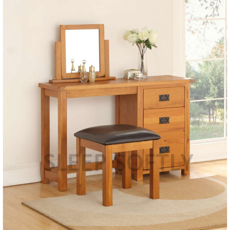 Messina Rustico Oak Dressing Table, Mirror and Stool