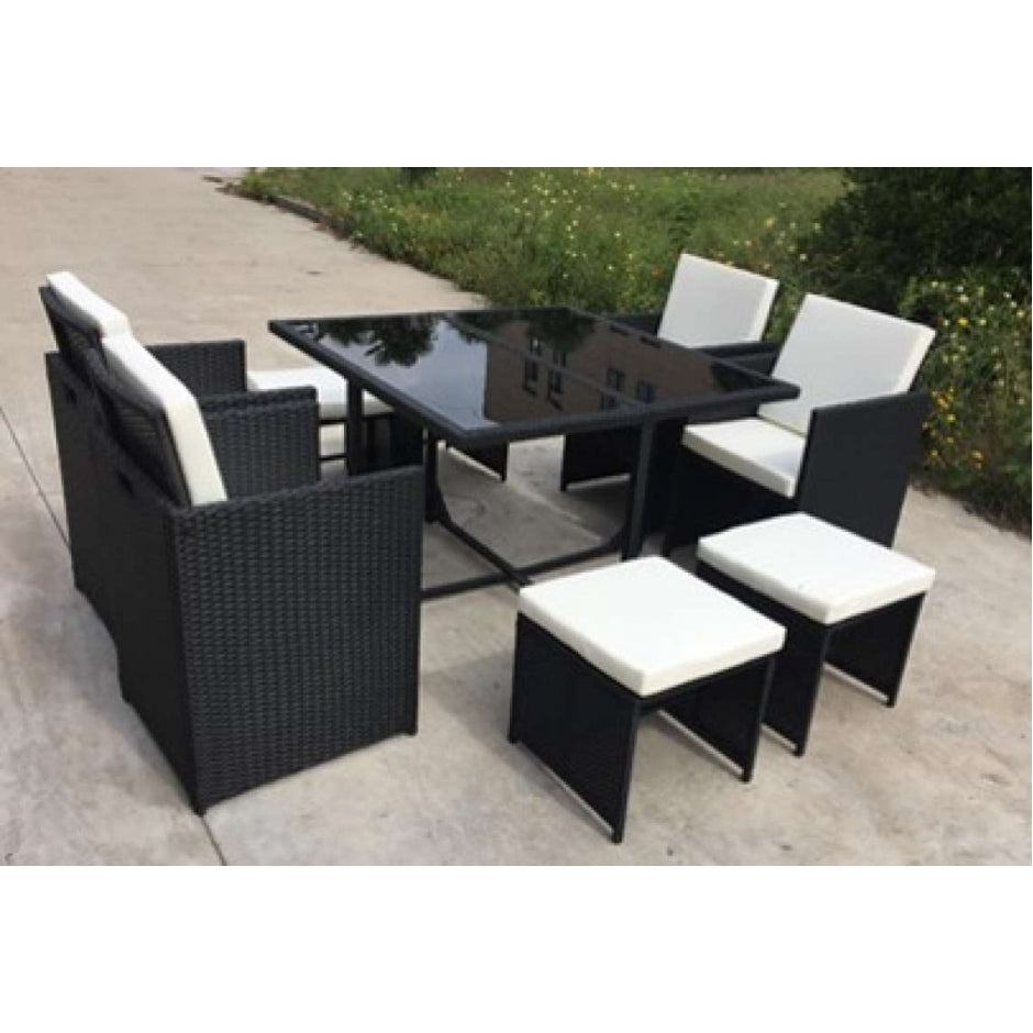9 Piece Rattan Cube Dining Set