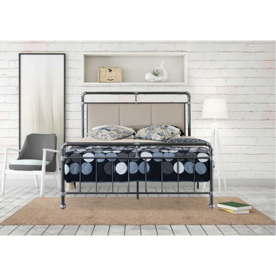Arcadia Metal Bedframe and Fabric Headboard