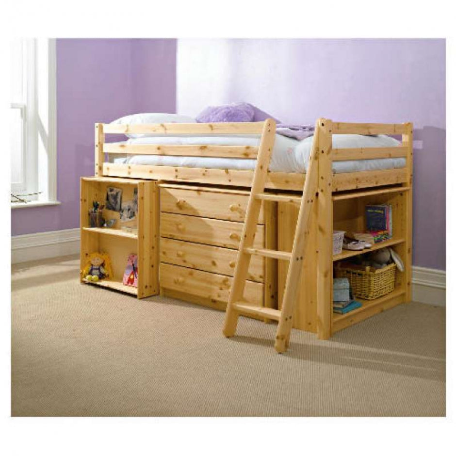 Mid Sleeper Office Solid Pine Storage Bed