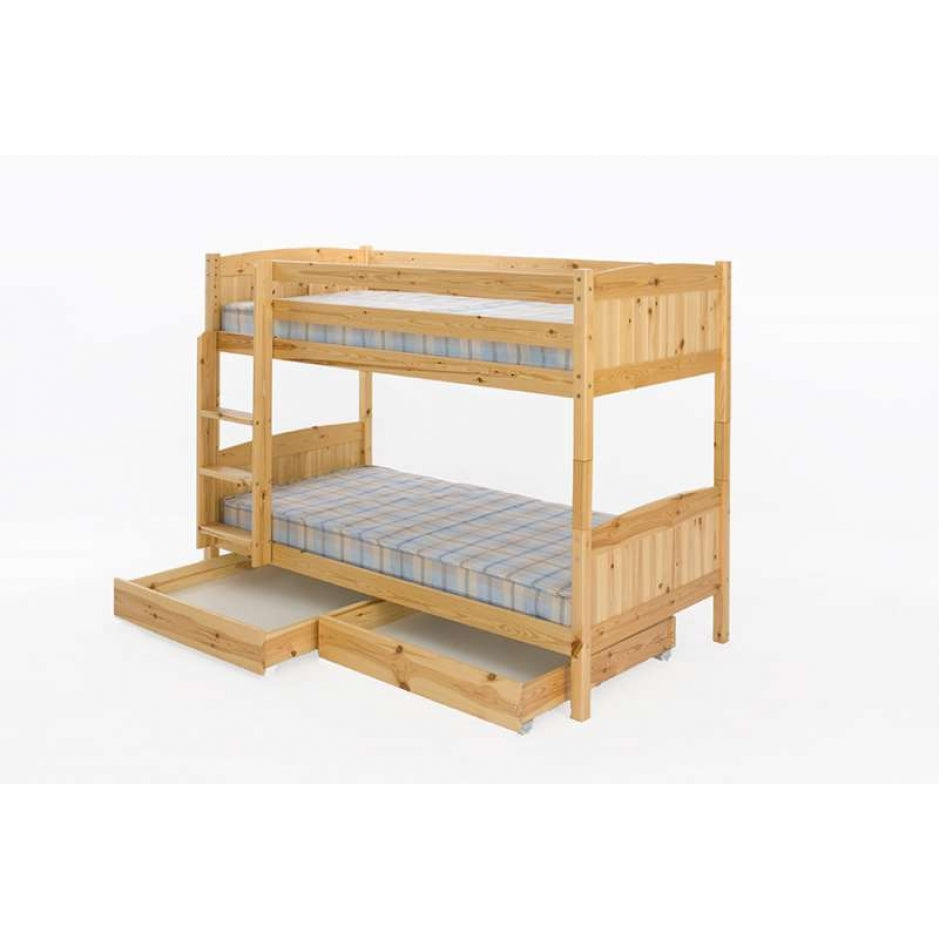 Robin Solid Pine Bunk Bed With Storage Trundles