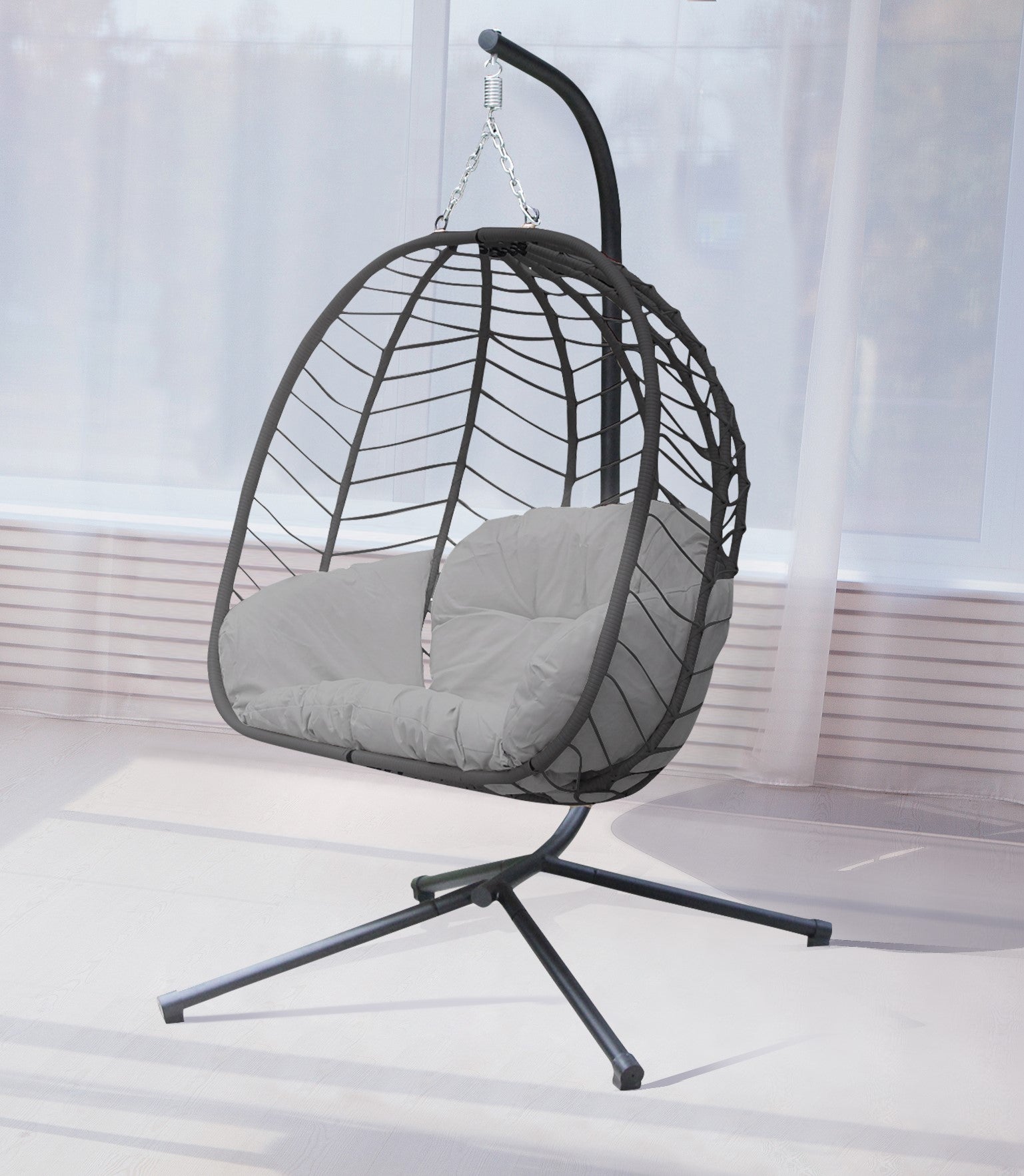 Swinging Rattan Effect Egg Chair