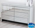 Hollywood Mirrored 6 Drawer Chest Crystal Handles Bedroom Furniture
