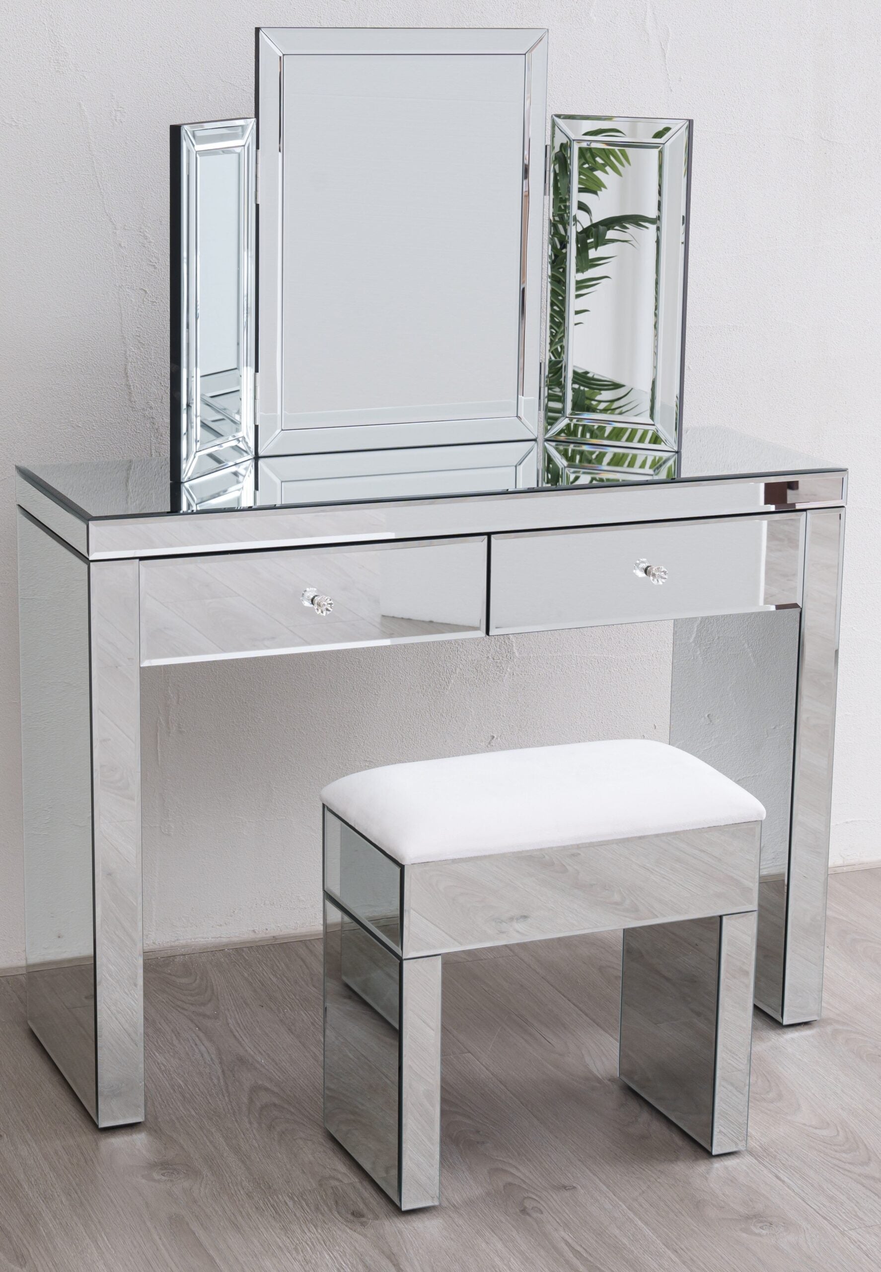 Hollywood Mirrored Dressing Table Stool Mirror