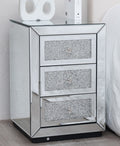 Tiffany Diamond Crystal Mirrored 3 Drawer Bedside Table Bedroom Furniture